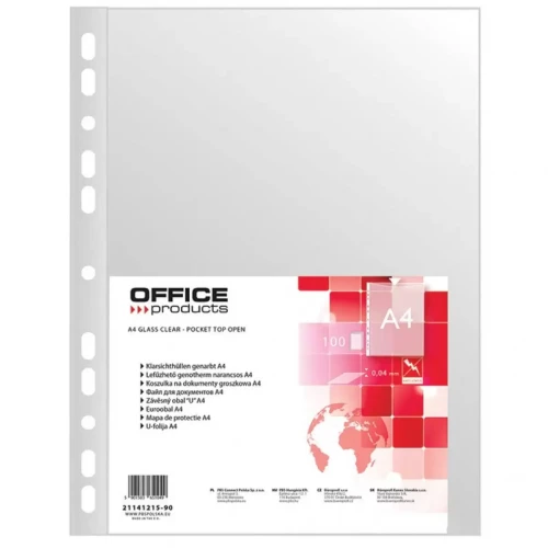 Koszulki na dokumenty OFFICE PRODUCTS, PP, A4, groszkowe, 40mikr., 100szt.-4083473