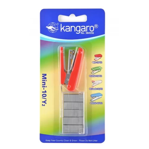 Zszywacz KANGARO Mini-10/Y2+zszywki, zszywa do 10 kartek, blister, czerwony-4084994