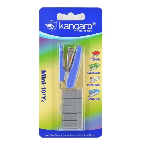 Zszywacz KANGARO Mini-10/Y2+zszywki, zszywa do 10 kartek, blister, błekitny-4085018