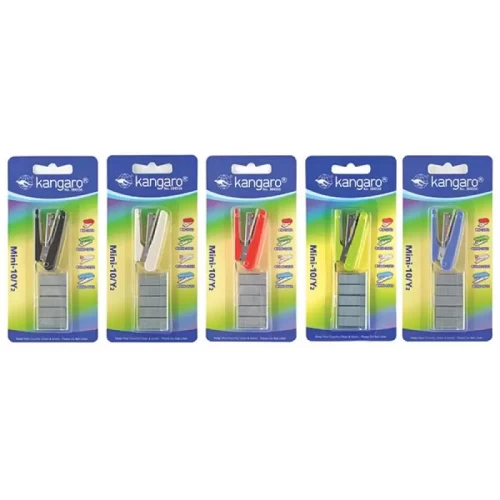 Zszywacz KANGARO Mini-10/Y2+zszywki, zszywa do 10 kartek, blister, mix kolorów-4085042