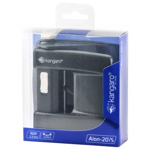 Dziurkacz KANGARO Aion-20/S, dziurkuje do 20 kartek, metalowy, w pudełku PP, metaliczny szary-4085799