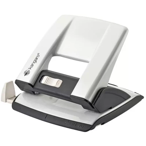 Dziurkacz KANGARO Aion-20/S, dziurkuje do 20 kartek, metalowy, w pudełku PP, metaliczny biały-4085800