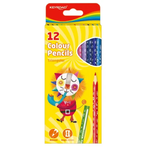 Kredki ołówkowe KEYROAD, trójkątne, 12szt., mix kolorów-4087691