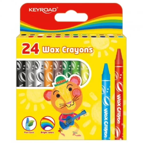 Kredki świecowe KEYROAD, 24szt., 8mm, pakowane na displayu, mix kolorów-4088280