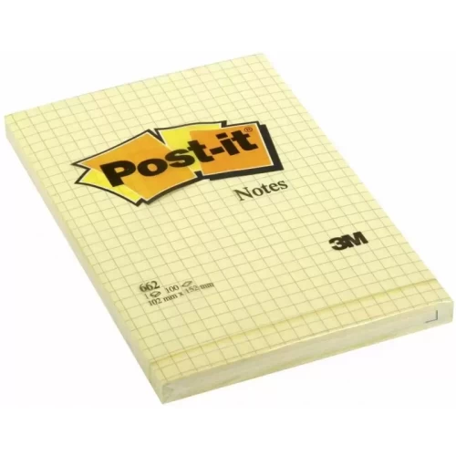 Karteczki samoprzylepne POST-IT® w kratkę (662), 102x152mm, 1x100 kart., żółte-4088743