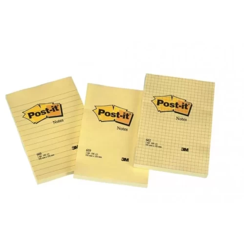 Karteczki samoprzylepne POST-IT® w kratkę (662), 102x152mm, 1x100 kart., żółte-4088744
