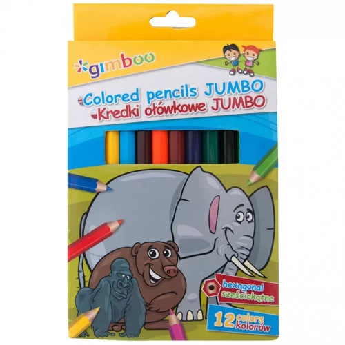 Kredki ołówkowe GIMBOO Jumbo, sześciokątne, 12szt., mix kolorów-4089207