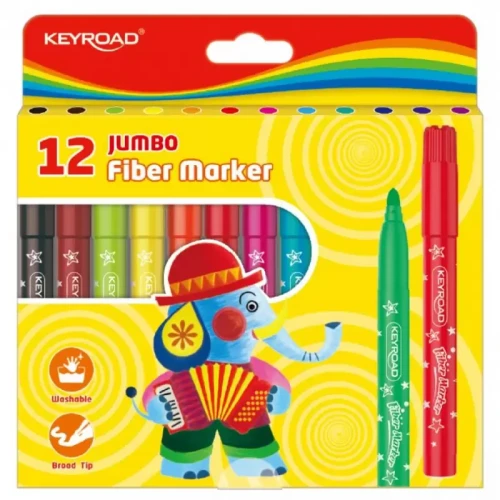 Flamastry KEYROAD Jumbo, 12szt., na zawieszce, mix kolorów-4089265