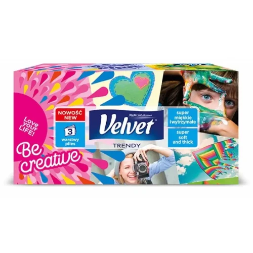 Chusteczki kosmetyczne celulozowe VELVET Harmony, 3-warstwowe, 120 listków, biały-4089314