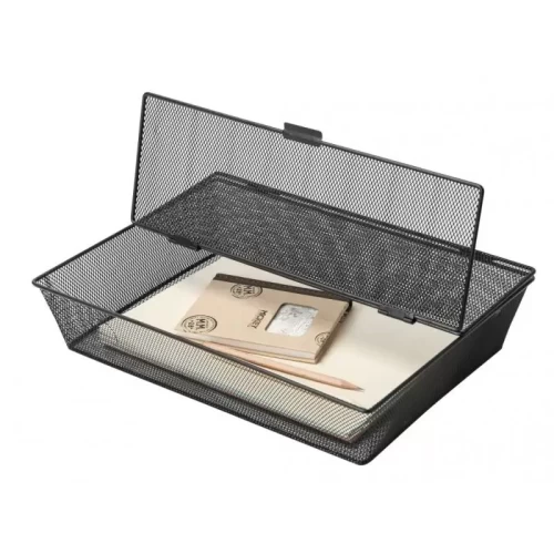 Pojemnik na dokumenty Q-CONNECT Office Set, metalowy, A4, zamykany, czarny-4089443
