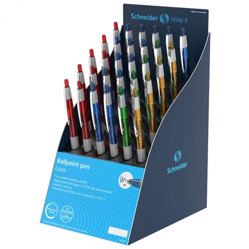 Display długopisów automatycznych SCHNEIDER Loox M, miks kolorów 30 szt., miks kolorów-4090617