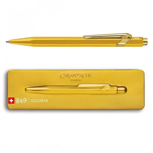 Długopis CARAN D'ACHE 849 Goldbar, M, w pudełku, złoty-4091944