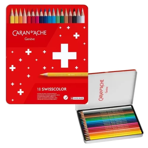 Kredki CARAN D'ACHE Swisscolor Aquarelle, z efektem akwareli, sześciokątne, 18szt., mix kolorów-4092608