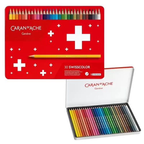 Kredki CARAN D'ACHE Swisscolor Aquarelle, z efektem akwareli, sześciokątne, 30szt., mix kolorów-4092612