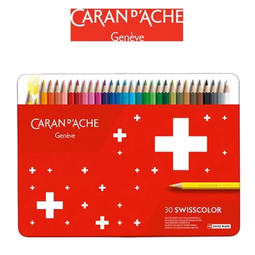 Kredki CARAN D'ACHE Swisscolor, metalowe pudełko, 30 szt.-4093441