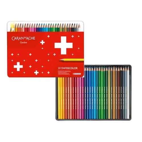 Kredki CARAN D'ACHE Swisscolor, metalowe pudełko, 30 szt.-4093442