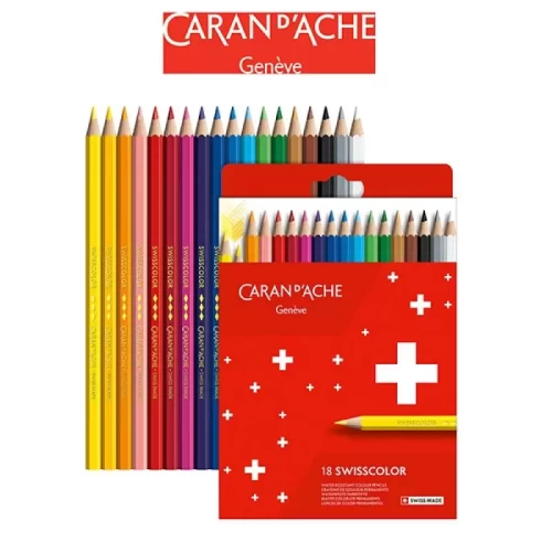 Kredki CARAN D'ACHE Swisscolor, kartonowe pudełko, 18 szt.-4093447