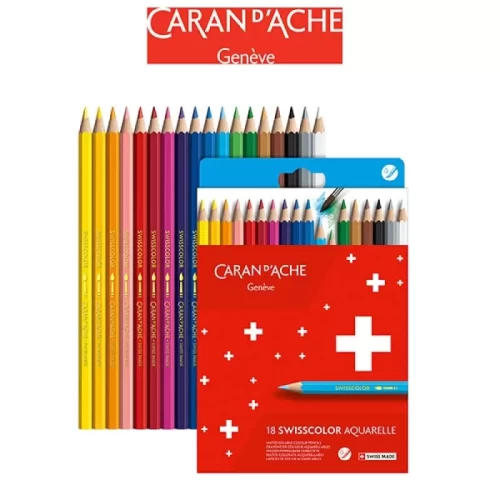 Kredki akwarelowe CARAN D'ACHE Swisscolor, kartonowe pudełko, 18 szt.-4093453