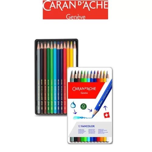 Kredki CARAN D'ACHE Fancolor, metalowe pudełko, 12 szt.-4093473