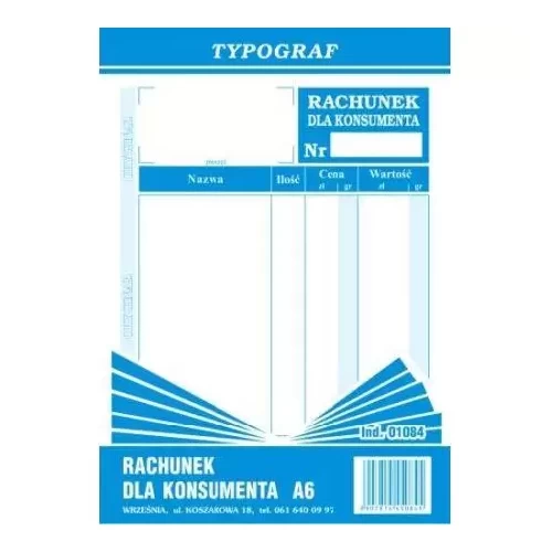 Druk rachunek dla konsumenta A6 TYPOGRAF 01084-4278291