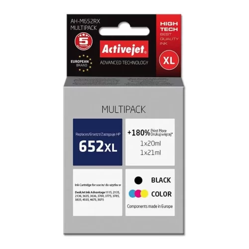 Tusz Hp 652xl ACTIVEJET zestaw kolor czarny-4280436