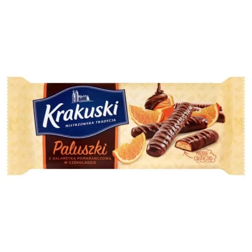 Ciastka paluszki 144g KRAKUSKI pomarańczowe w czekoladzie mlecznej-4280441