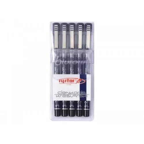 Cienkopis kreślarski RYSTOR 0.1-0.8mm. 5szt.-4281554