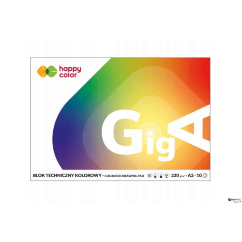 Blok techniczny  GigA kolorowy A2 10ark 220g Happy Color-4285833