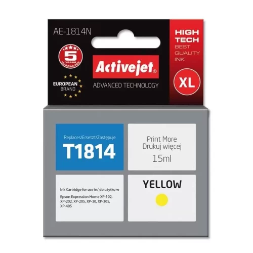 Tusz Activejet AE-1814N (zamiennik Epson 18XL T1814; Supreme; 15 ml; żółty)-4384717