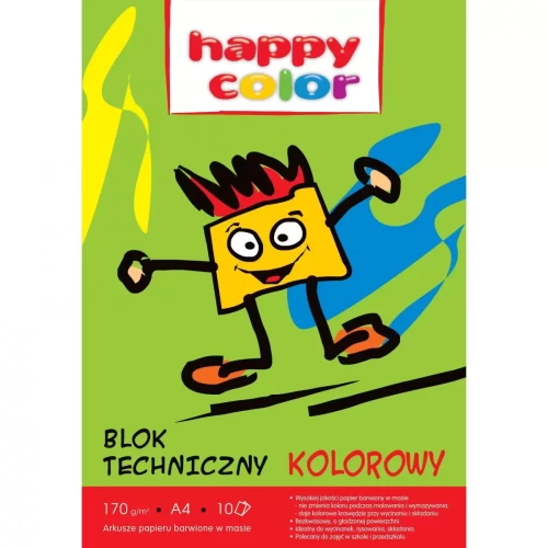 Blok techniczny A4 HAPPY COLOR kolorowy 170g 10k-4436956