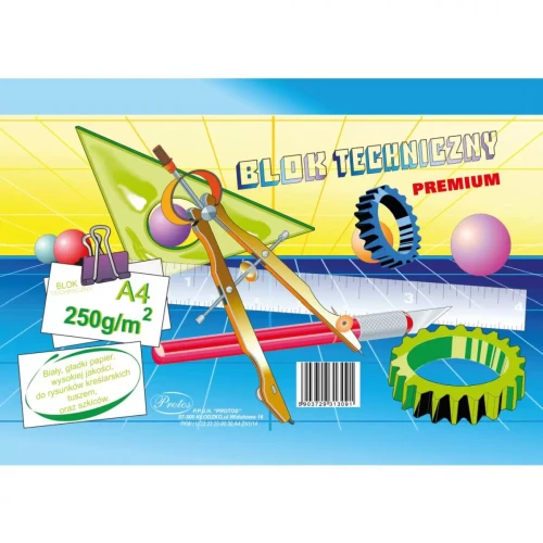 Blok techniczny A4 PROTOS 250g biały-4438594