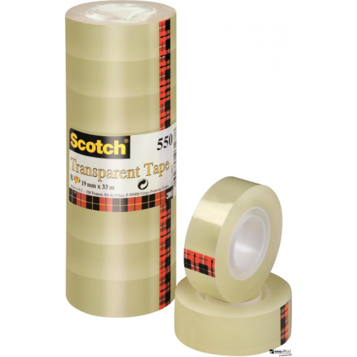 Taśma biurowa SCOTCH_ (550), 19mm, 33m, w folii, 8szt., transparentna-4554505