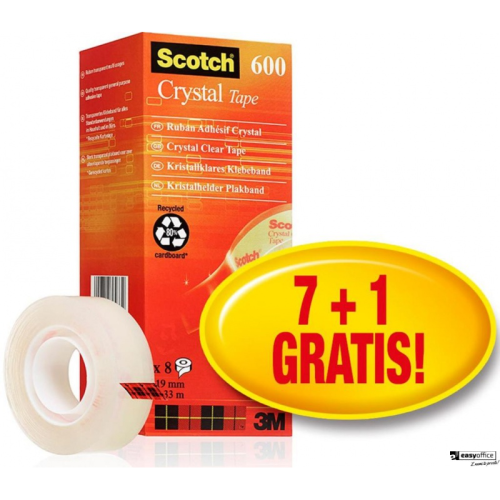 Taśma biurowa SCOTCH_ Crystal (6-1933R8), 19mm, 33m, 7szt., 1 rolka GRATIS-4554731