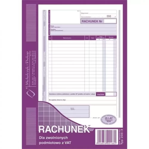 Druk Rachunek dla zw. z vat A5 M&P-4568430