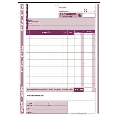 Druk Rachunek dla zw. z vat A5 M&P-4568431
