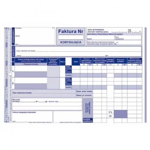Druk faktura korygująca A5 M&P-4568500