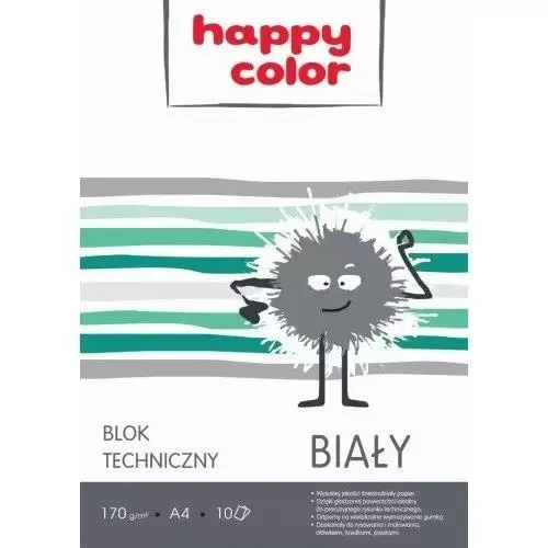 Blok techniczny A4 HAPPY COLOR biały 170g 10k-4583914