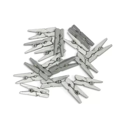 Klamerki ozdobne GALERIA PAPIERU 25mm drewniane 25szt. srebrne-4675749