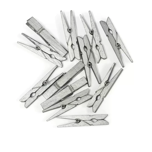 Klamerki ozdobne GALERIA PAPIERU 47mm drewniane 12szt. srebrne-4675753