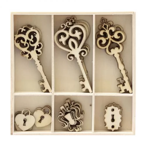 Ozdoby drewniane GALERIA PAPIERU 30szt. klucze-4675756