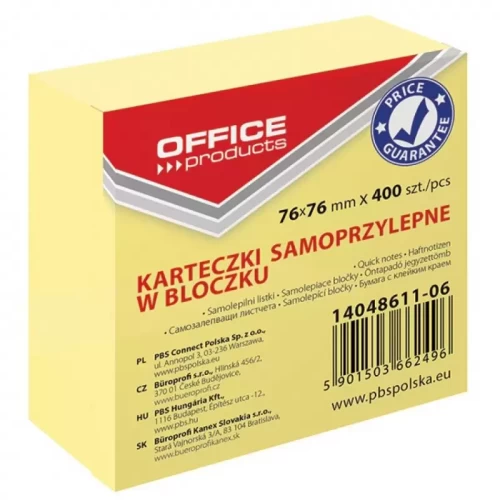 Notes samoprzylepny 76x76 OFFICE PRODUCTS 400k żółty-4932184
