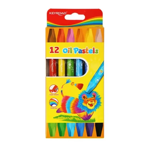 Kredki pastele olejowe KEYROAD, sześciokątne, 12szt, zawieszka, mix kolorów-5030939