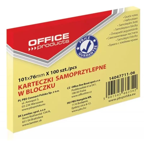 Notes samoprzylepny 101x76 OFFICE PRODUCTS 100k żółty-5218330