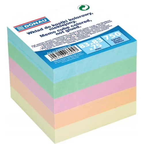 Kostka papierowa nieklejona 90x90x85 DONAU 800k mix kolorów-5263960