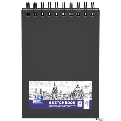 Szkicownik SKETCHBOOK podwójna spirala po krótszym boku A5 40k 225g czarny 400152645 OXFORD-6052129