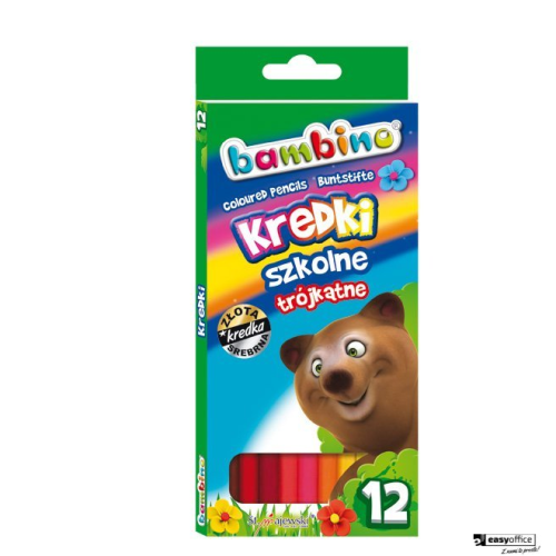 Kredki ołówkowe trójkątne BAMBINO 12 kolorów dł. 18cm w pud.kart.-6052388