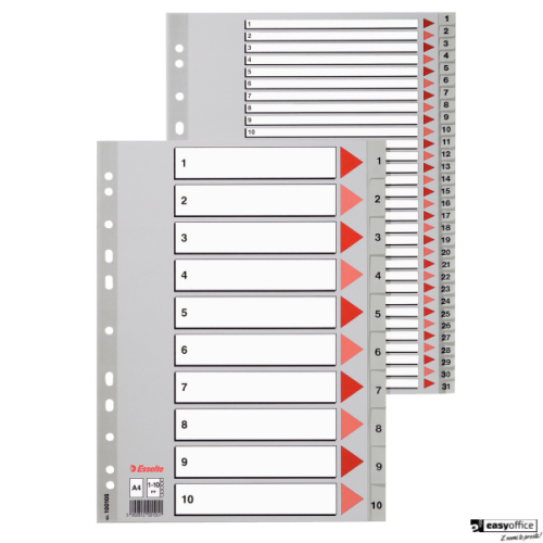 Przekładki plastikowe szare PP A4 1-6 100104 numeryczne ESSELTE-6064435