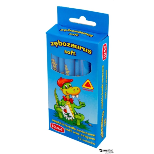 Kredki szkolne świecowe ZĘBOZAURUS 10cm SOFT- 12 kolorowe, trójkątne mix TO-559 Toma-6067211