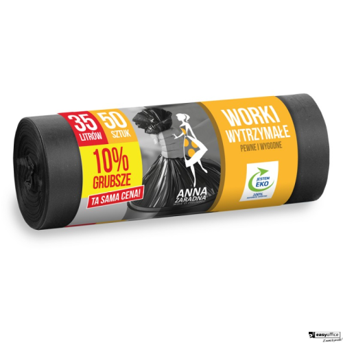Worki na śmieci 35l wytrzym.HDLD (50szt.)czarne ANNA ZARADNA WNS051640-6068298