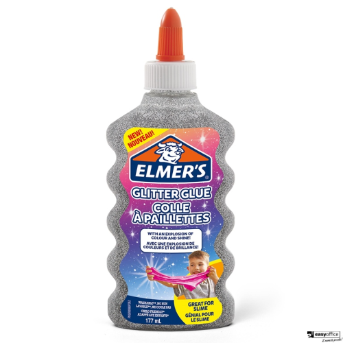 Elmers klej brokatowy, srebrny, zmywalny i przyjazny dzieciom, 177ml, 2077255-6071420